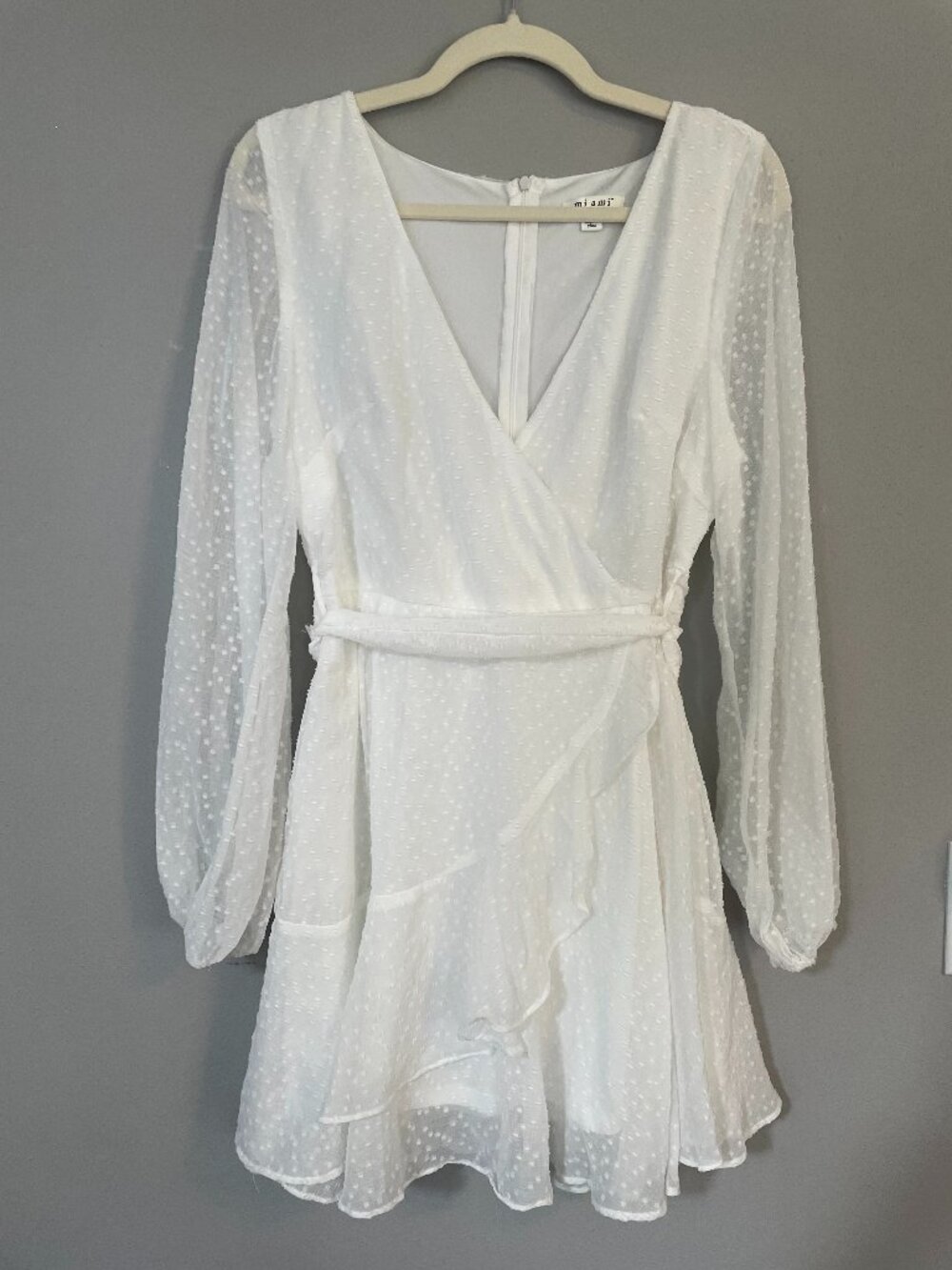 Miami Ruffle Wrap Dress - Medium (M) - White Lace W/ Lining